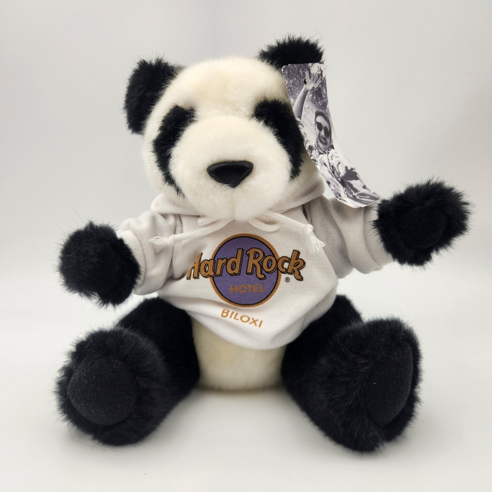 VTG Hard Rock‎ Hotel Biloxi Panda Hoodie Bear Plush 2017 Black White New W/ Tags - Picture 9 of 9